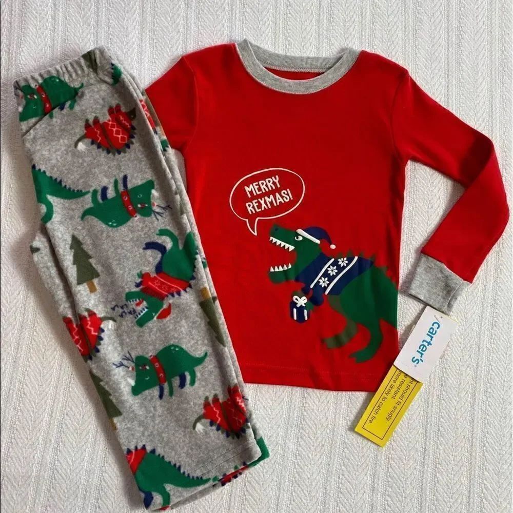 CARTER’S Boys 2 Piece “Merry Rexmas” Pajama Set